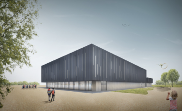 Un'immagine del rendering della palestra di Mestre Un'immagine del rendering della palestra di Mestre