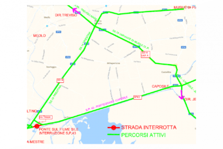 Interruzione al traffuico lungo la SP 43