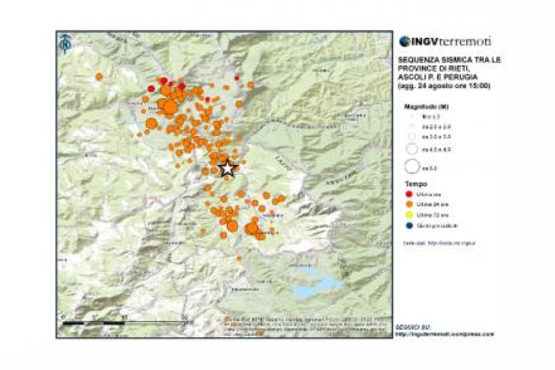 Il terremoto di oggi dal sito INGV Terremoti